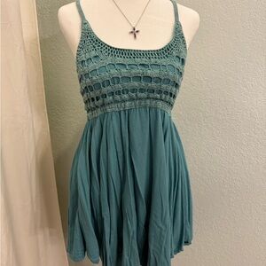 O'Neill Teal Crochet Mini Dress